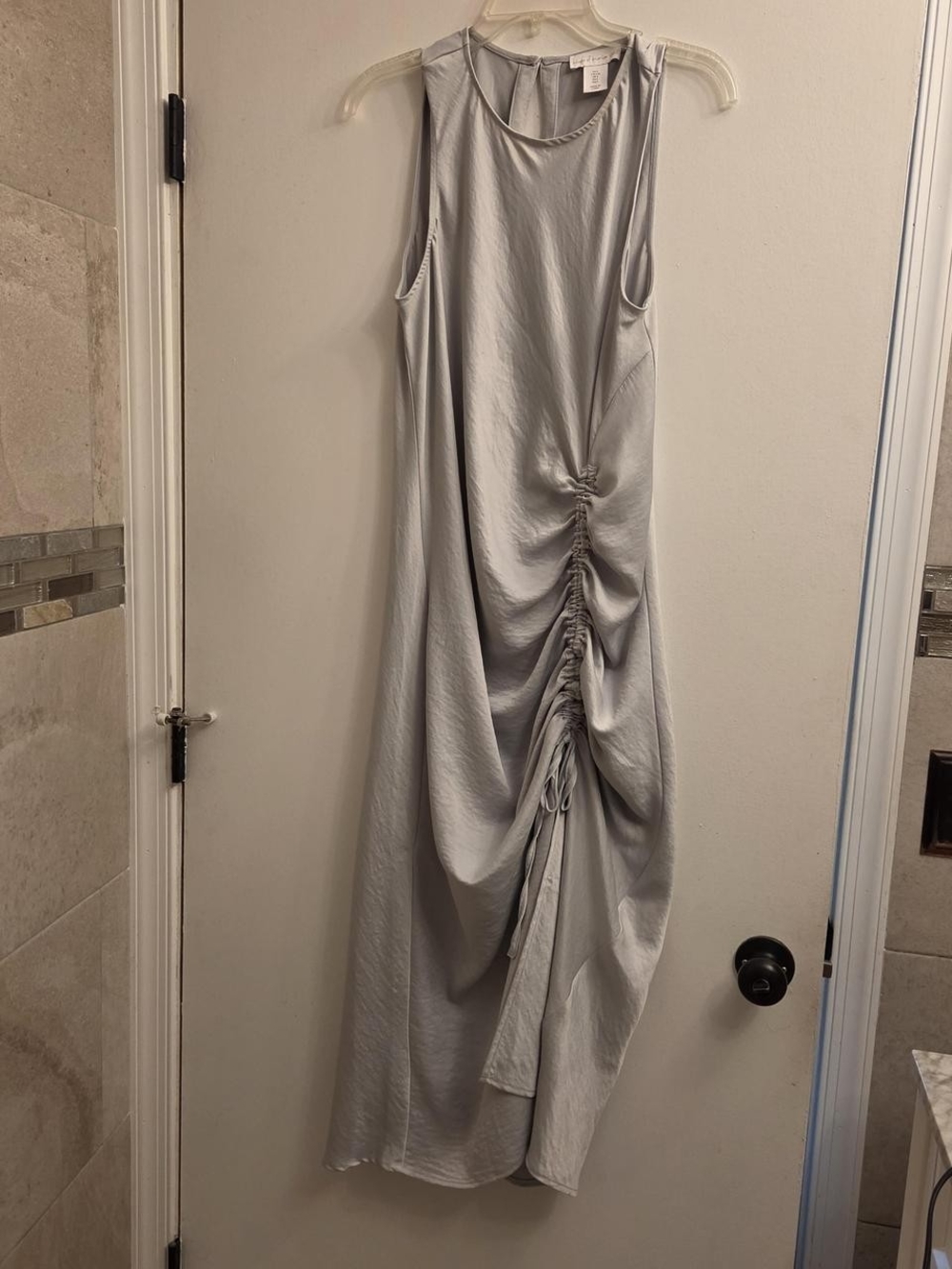House of Harlow 1960 Light Gray Sleeveless Ruched Maxi Dress